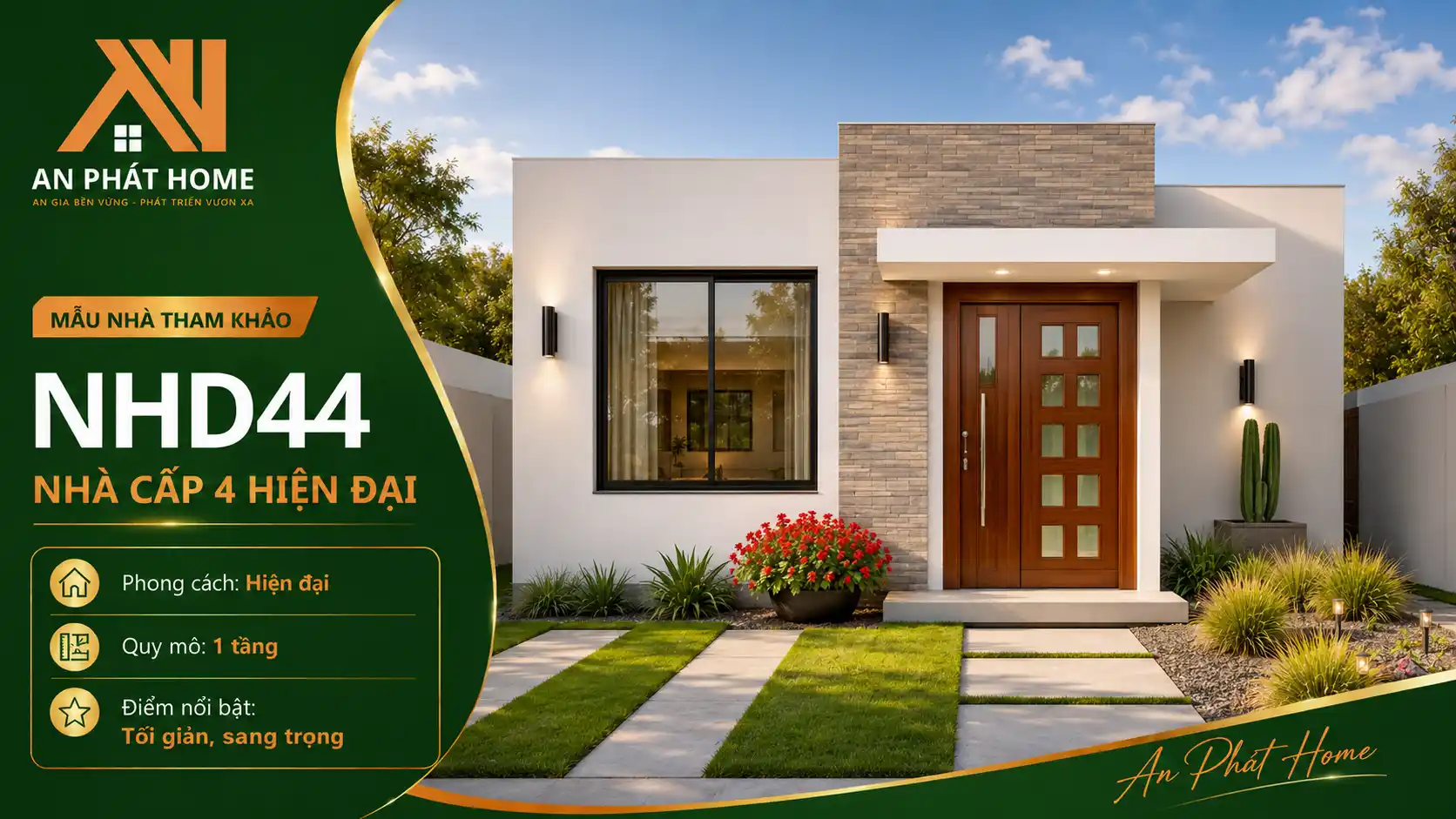Mẫu nhà cấp 4 hiện đại NHD44