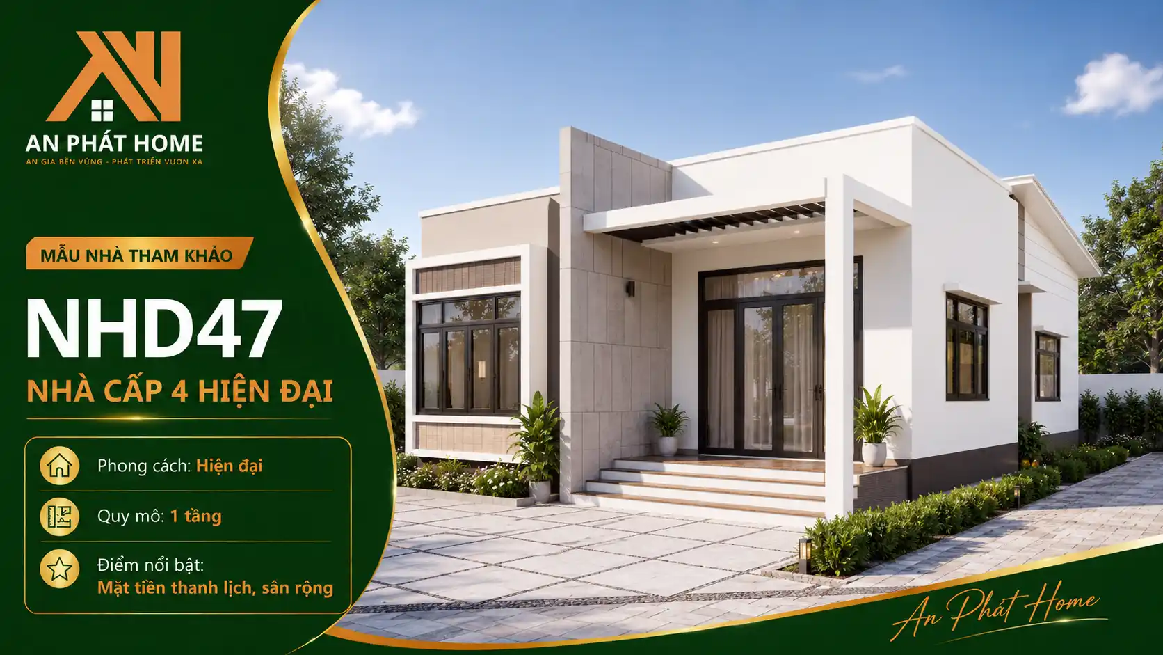Mẫu nhà cấp 4 hiện đại NHD47