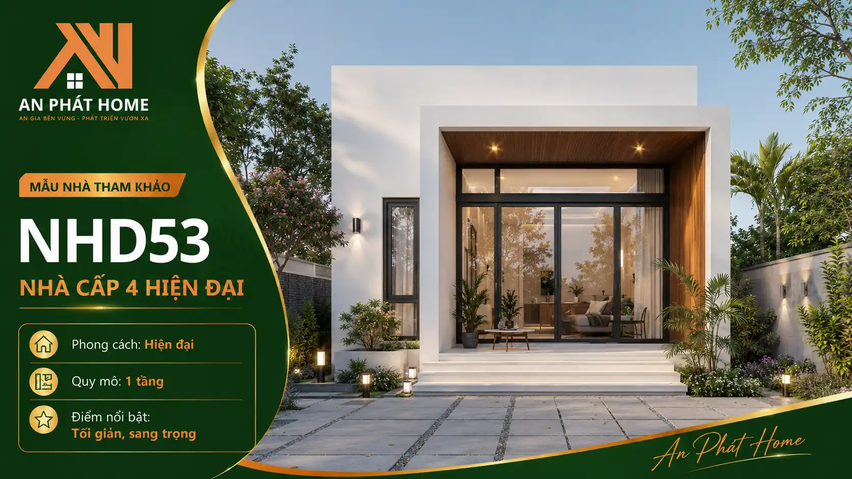 Mẫu nhà cấp 4 hiện đại NHD53