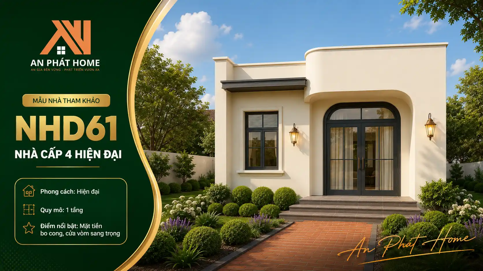 Mẫu nhà cấp 4 hiện đại NHD61