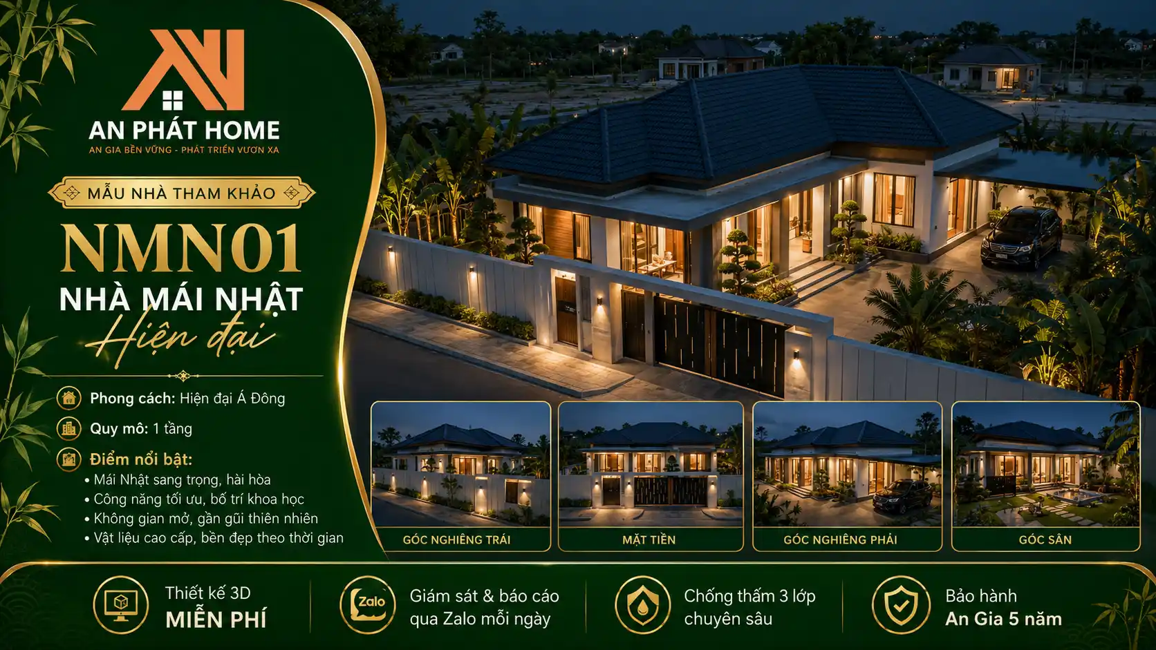 Mẫu nhà mái Nhật hiện đại NMN01