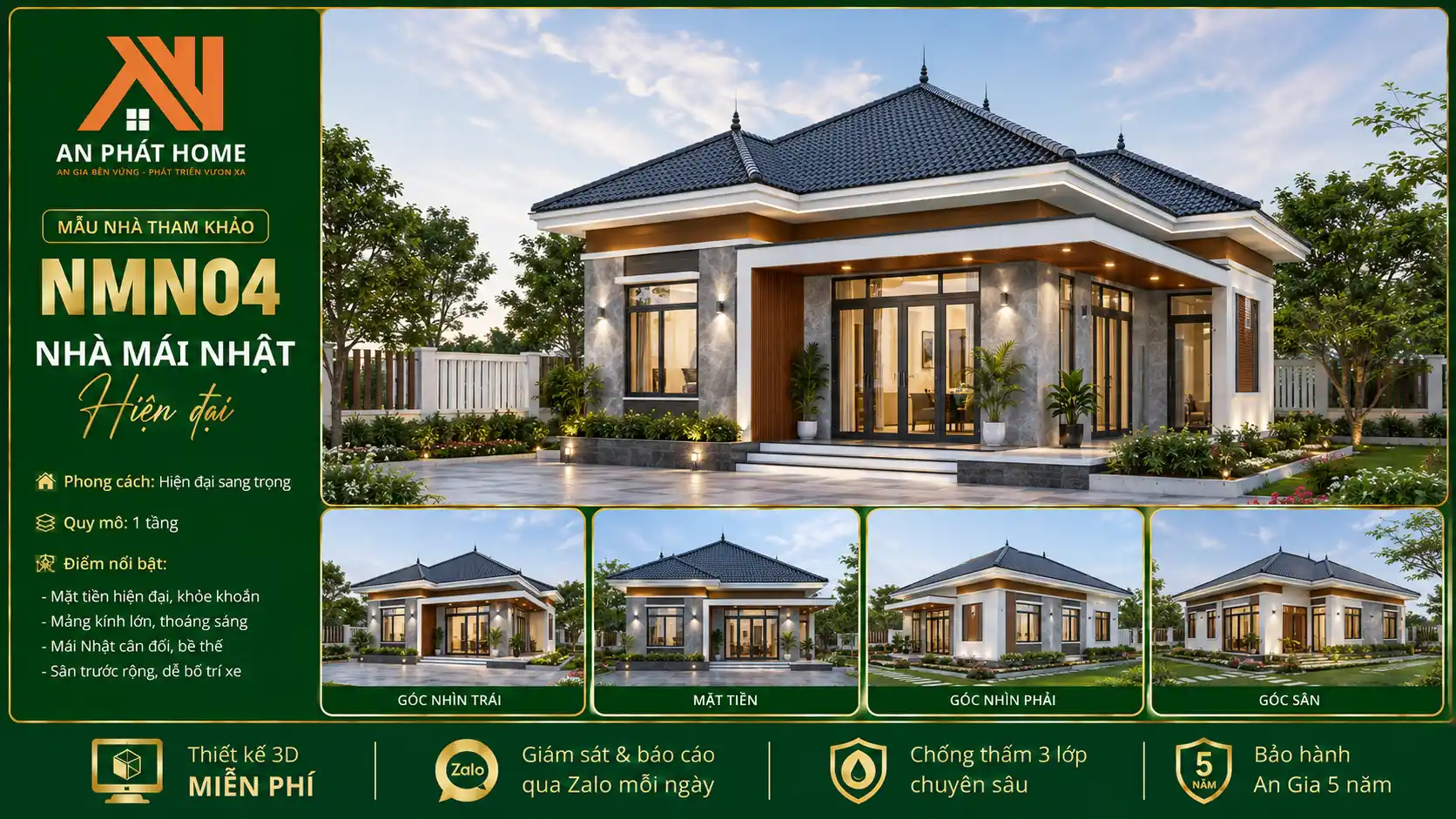 Mẫu nhà mái Nhật hiện đại NMN04