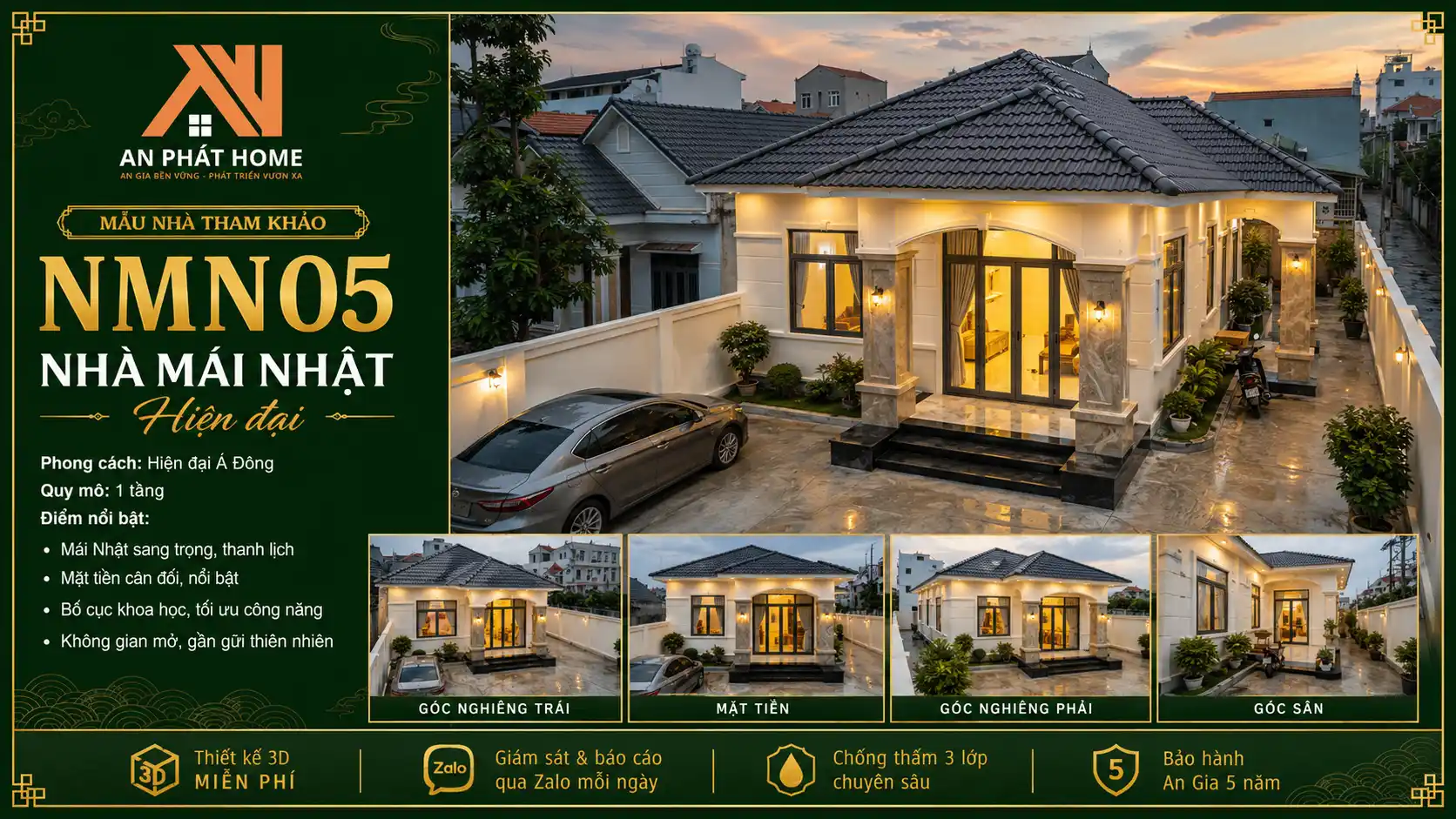 Mẫu nhà mái Nhật hiện đại NMN05