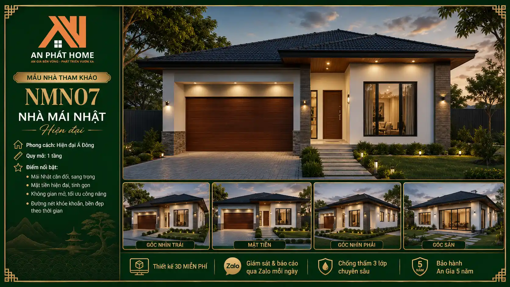 Mẫu nhà mái Nhật hiện đại NMN07