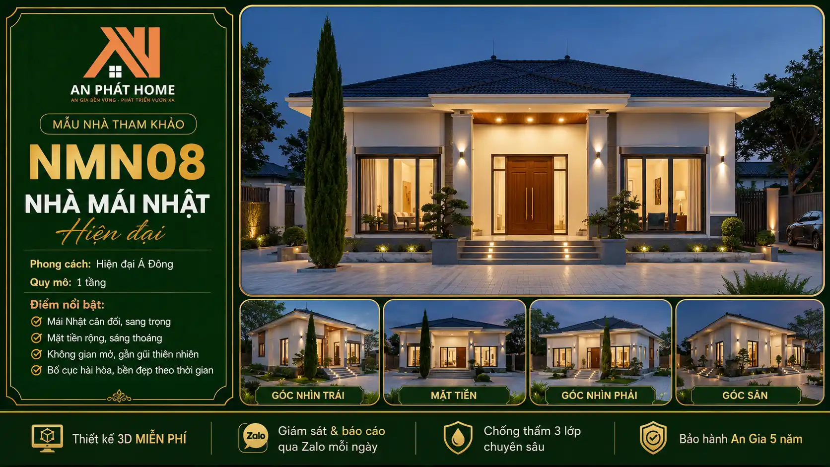 Mẫu nhà mái Nhật hiện đại NMN08