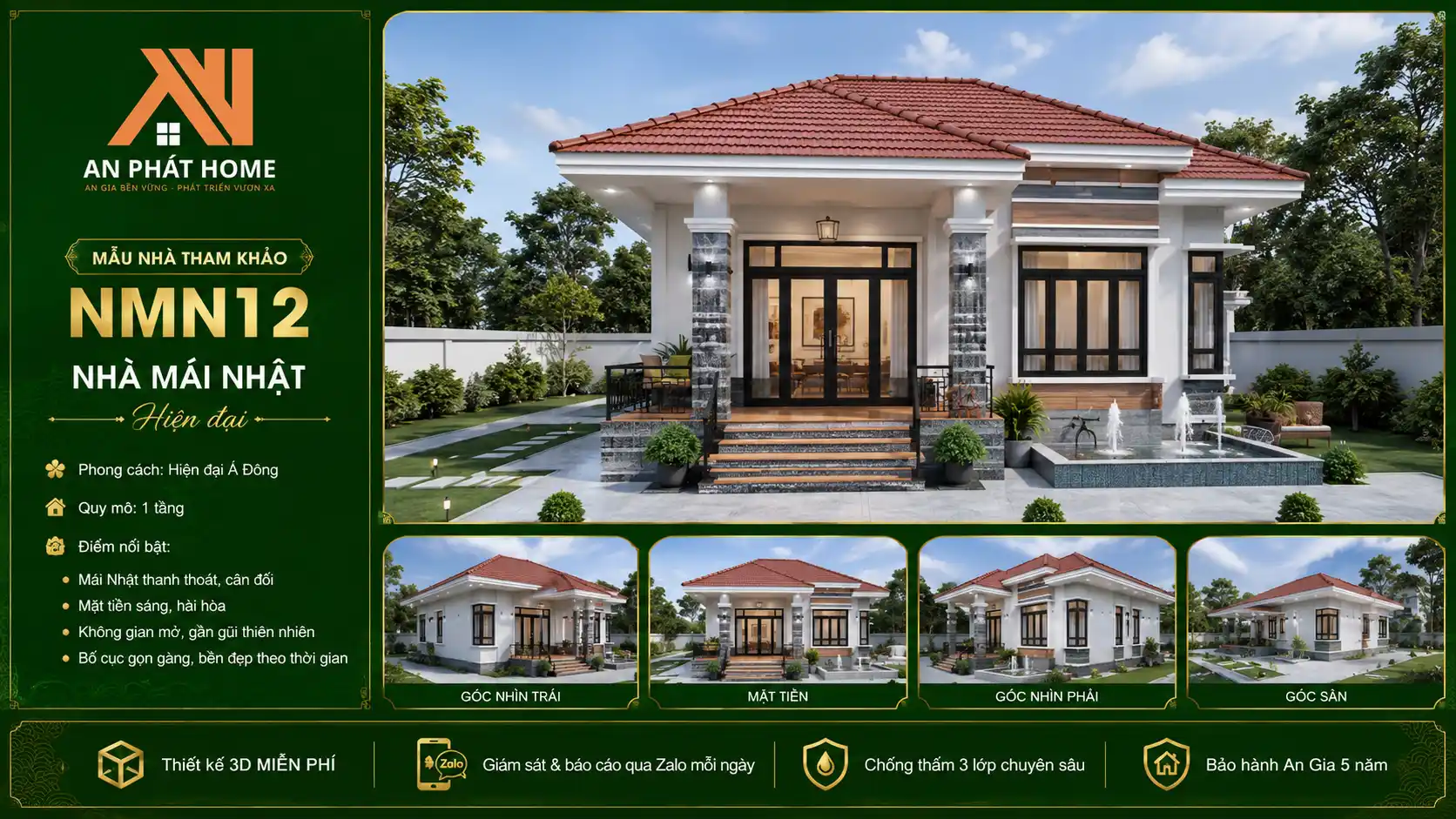 Mẫu nhà mái Nhật hiện đại NMN12