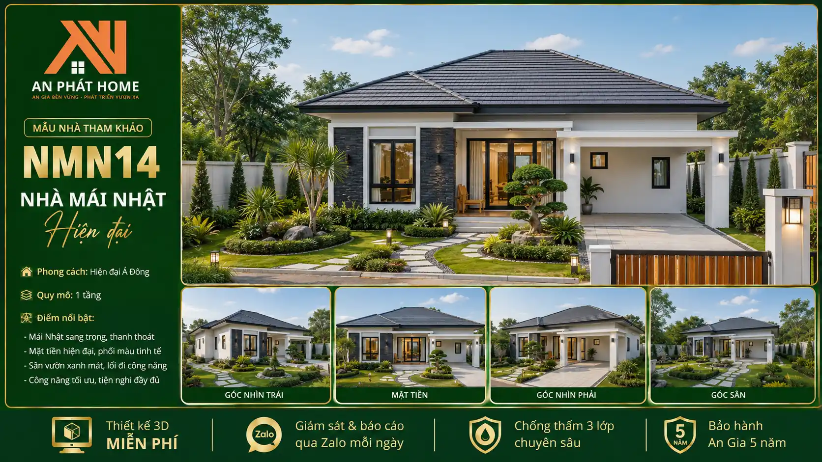 Mẫu nhà mái Nhật hiện đại NMN14