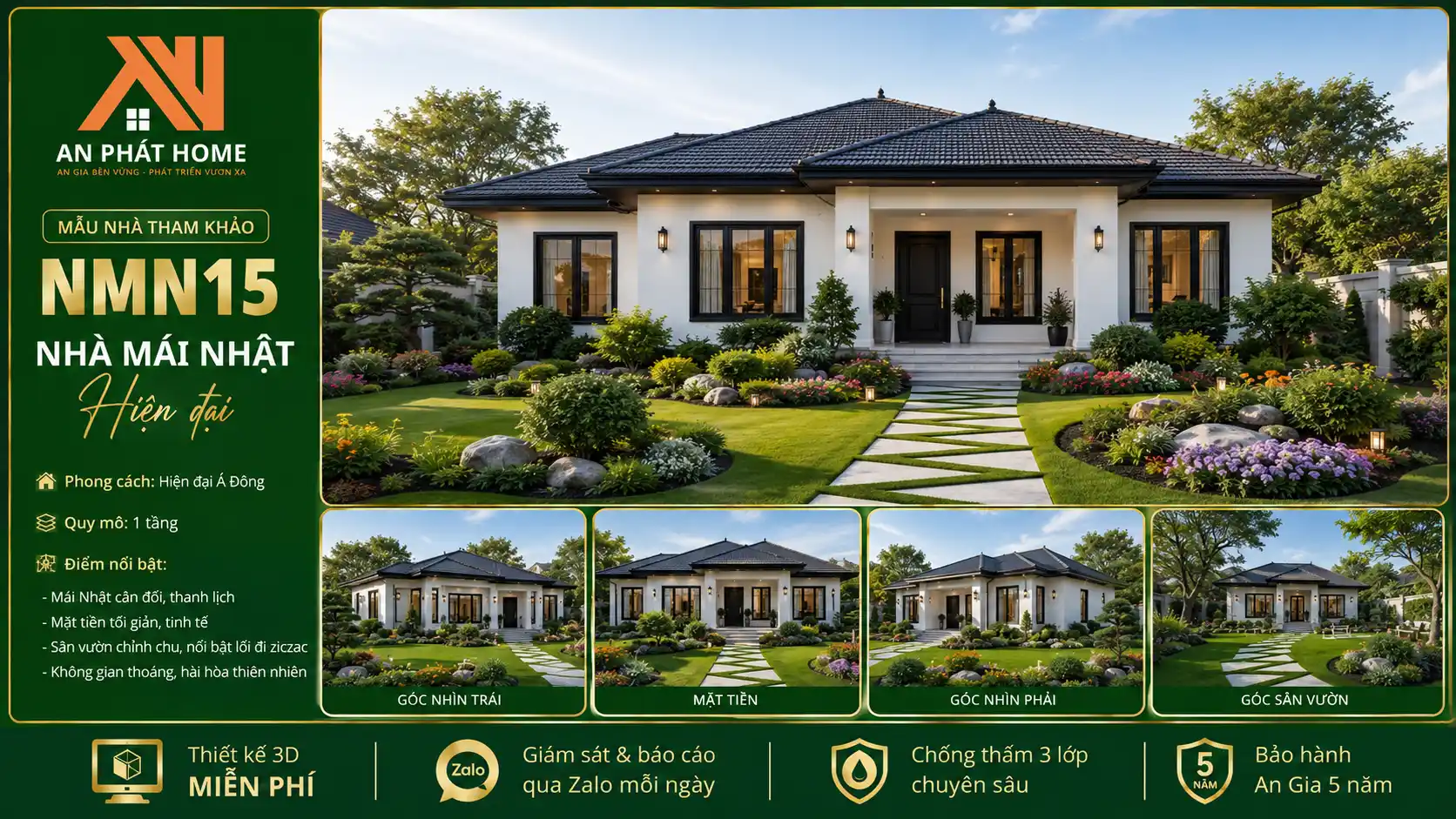 Mẫu nhà mái Nhật hiện đại NMN15