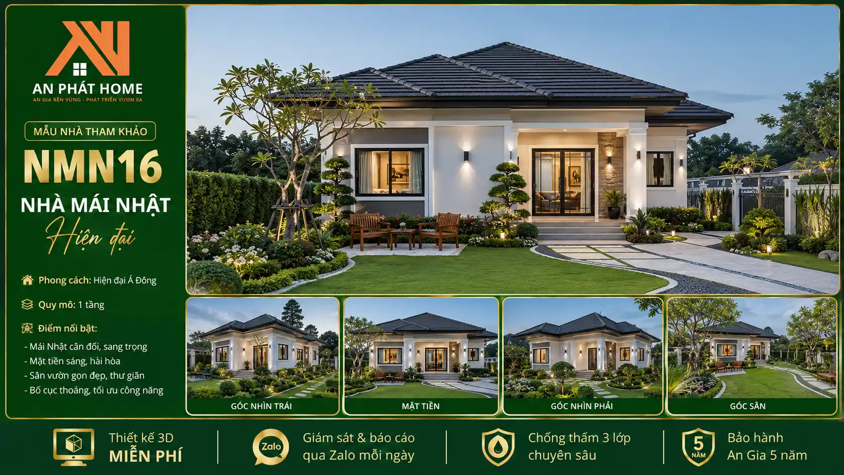 Mẫu nhà mái Nhật hiện đại NMN16