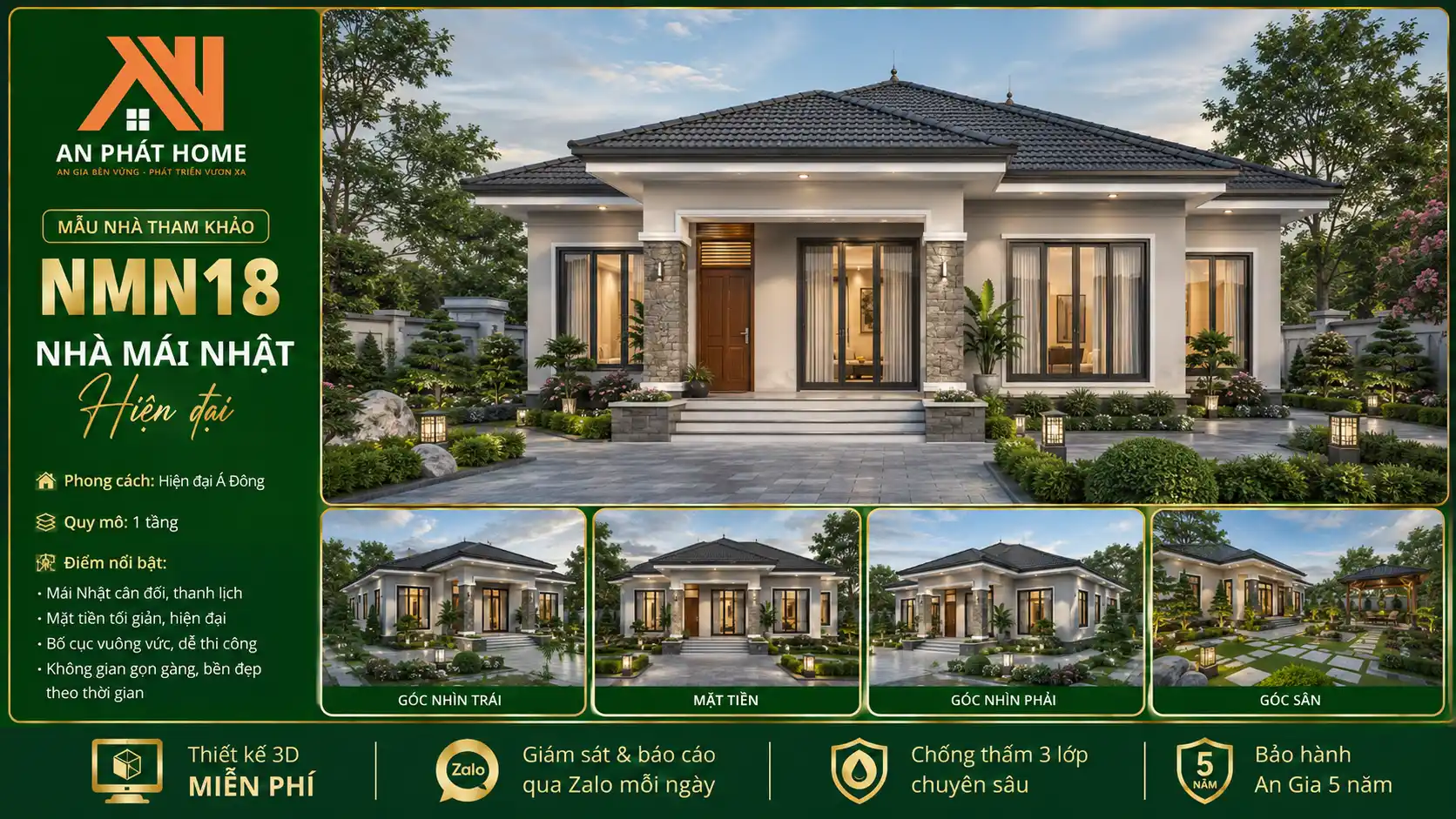 Mẫu nhà mái Nhật hiện đại NMN18
