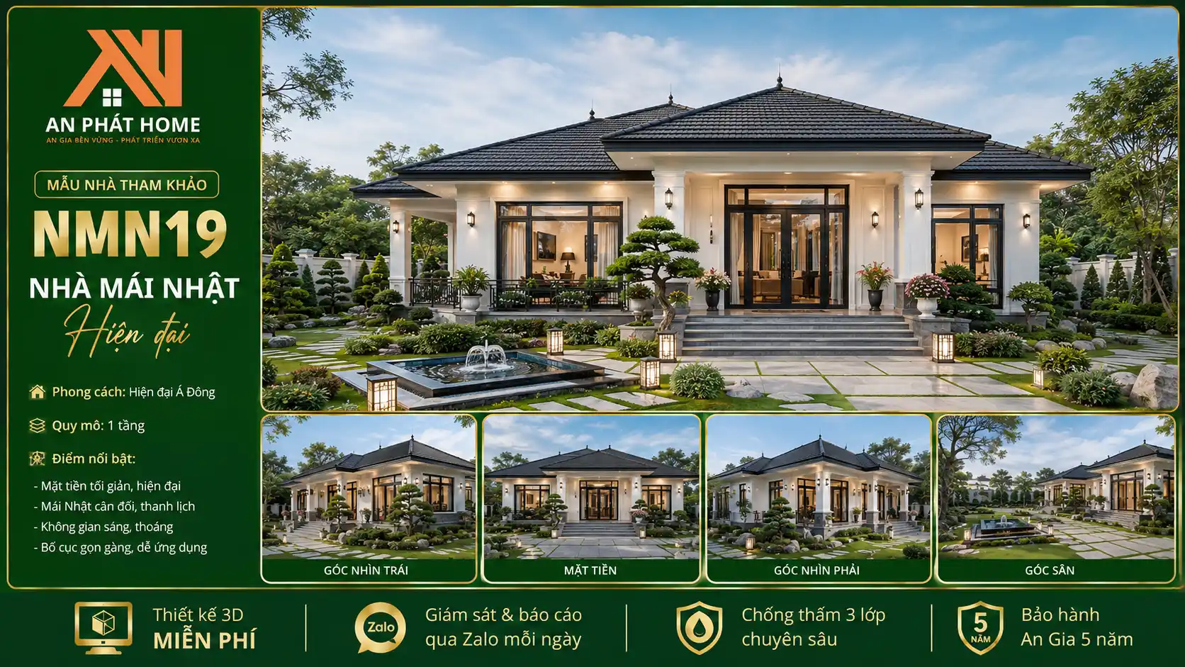 Mẫu nhà mái Nhật hiện đại NMN19