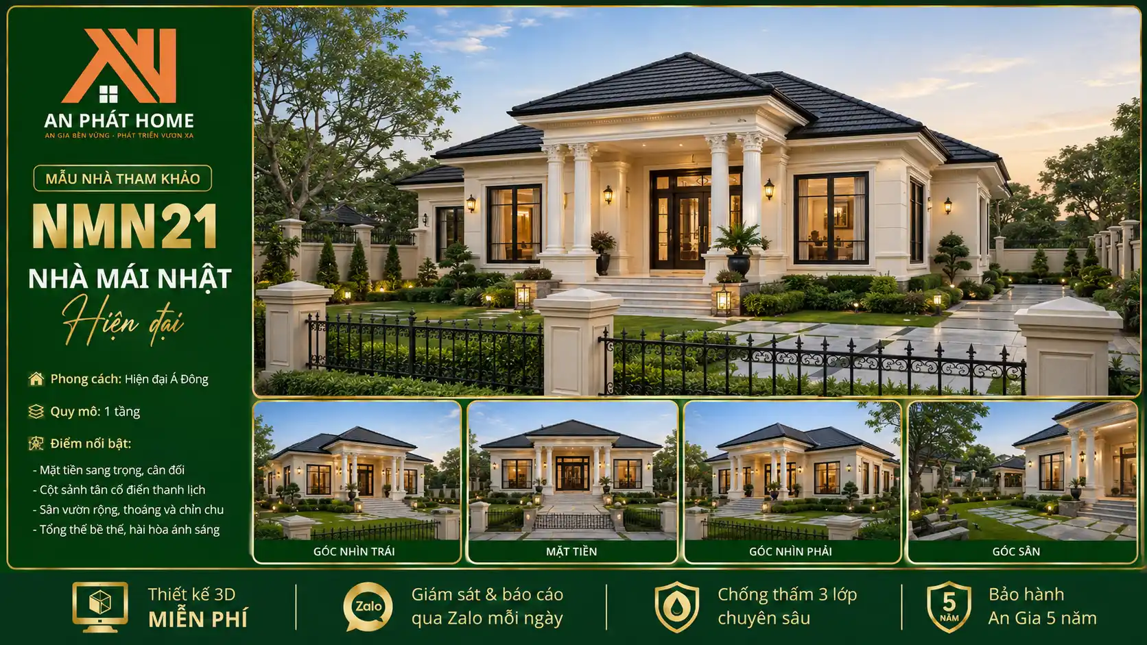 Mẫu nhà mái Nhật hiện đại NMN21