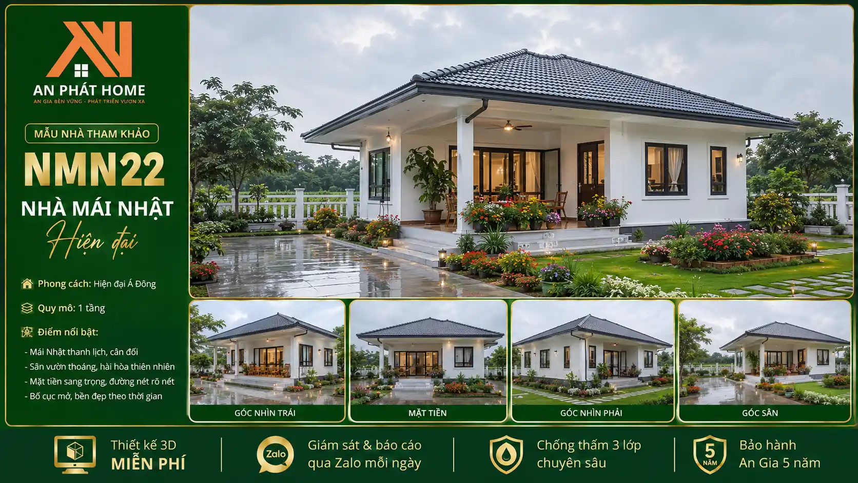 Mẫu nhà mái Nhật hiện đại NMN22