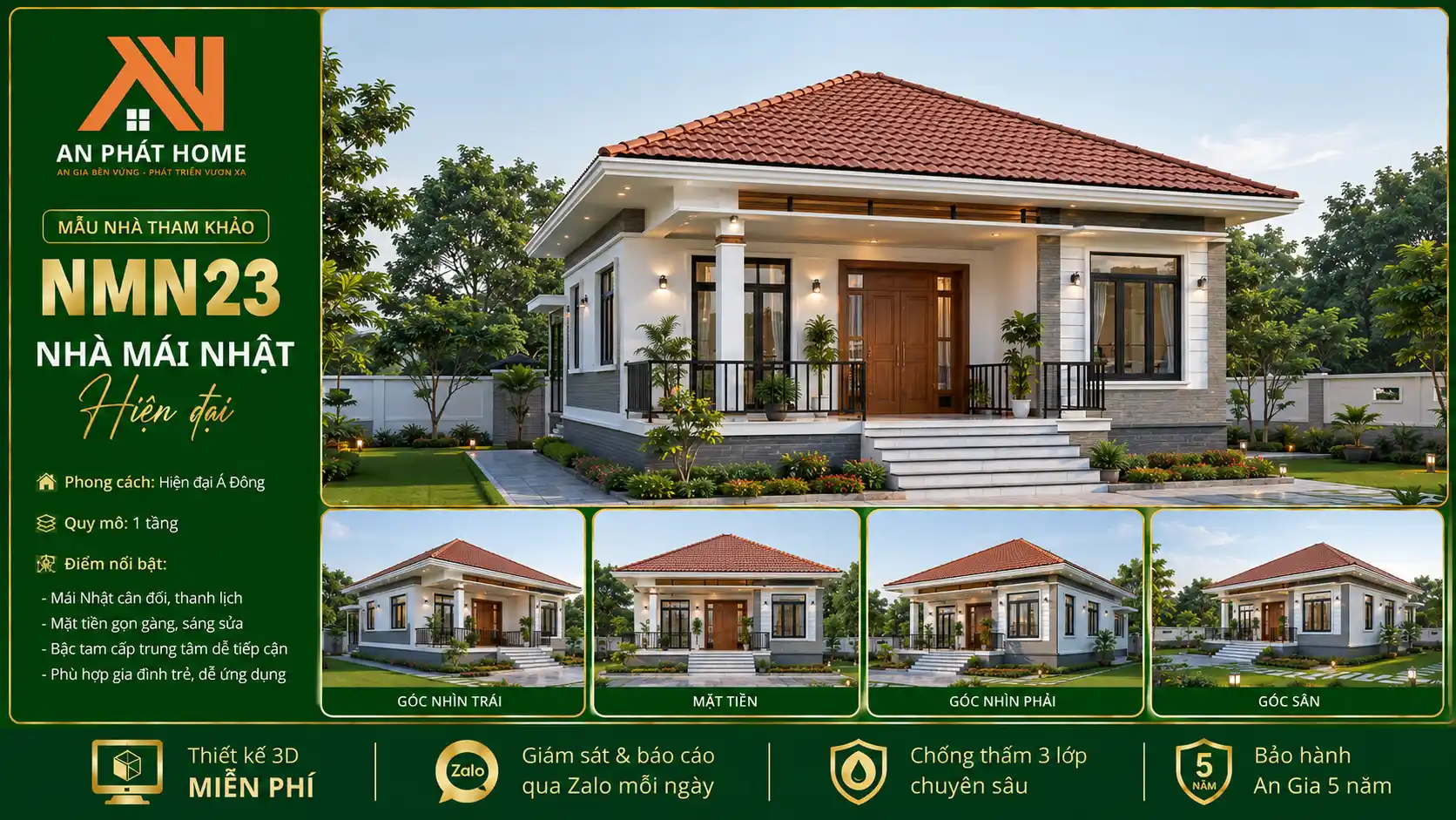 Mẫu nhà mái Nhật hiện đại NMN23