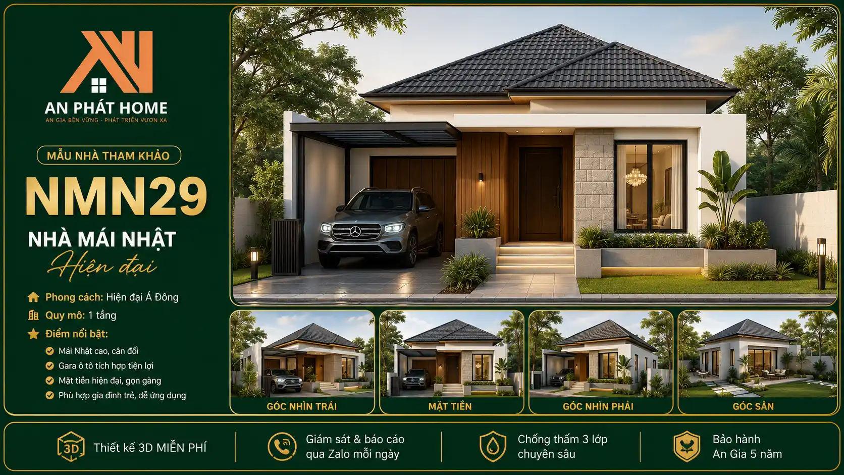 Mẫu nhà mái Nhật hiện đại NMN29