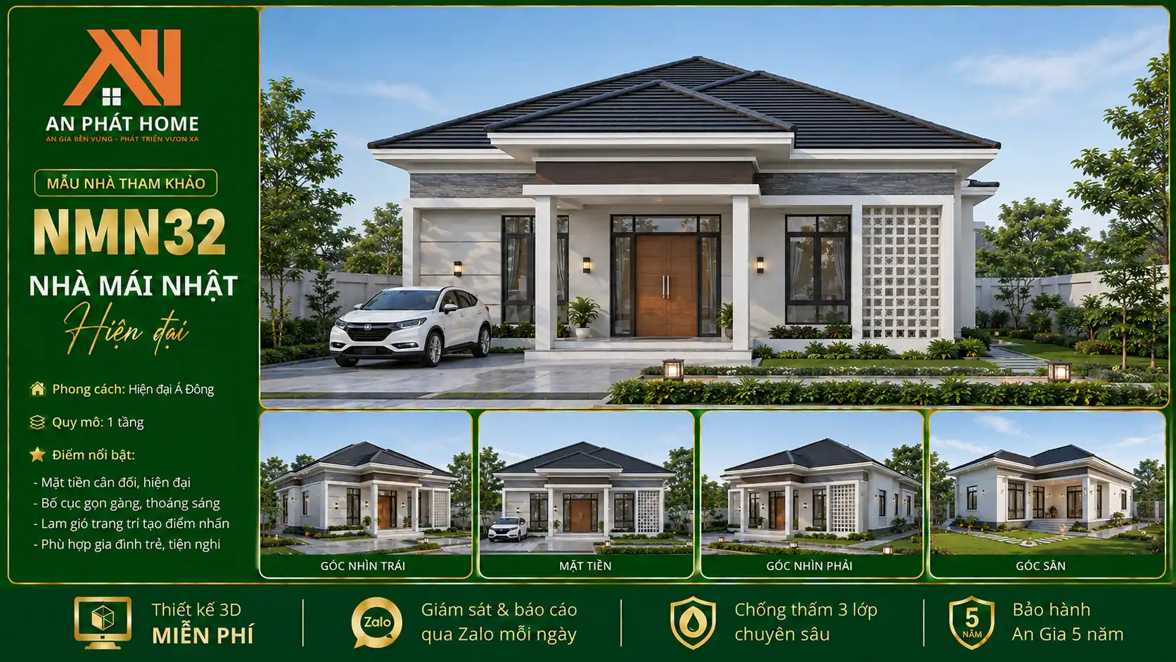 Mẫu nhà mái Nhật hiện đại NMN32