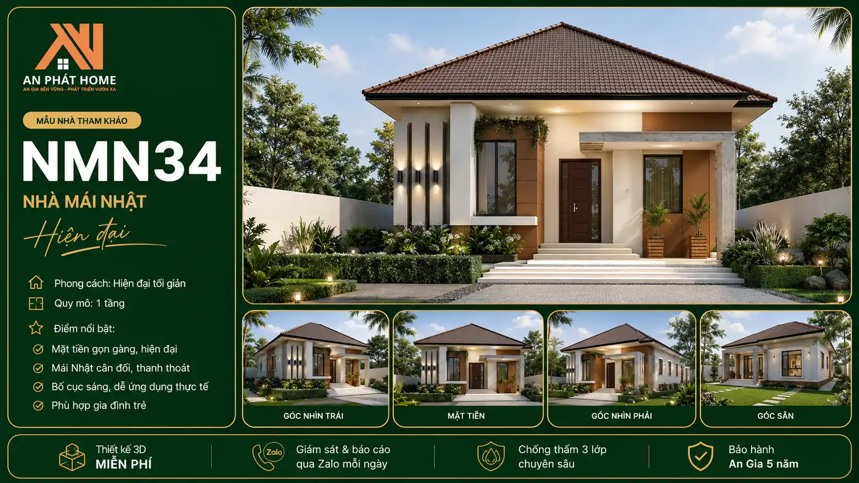 Mẫu nhà mái Nhật hiện đại NMN34