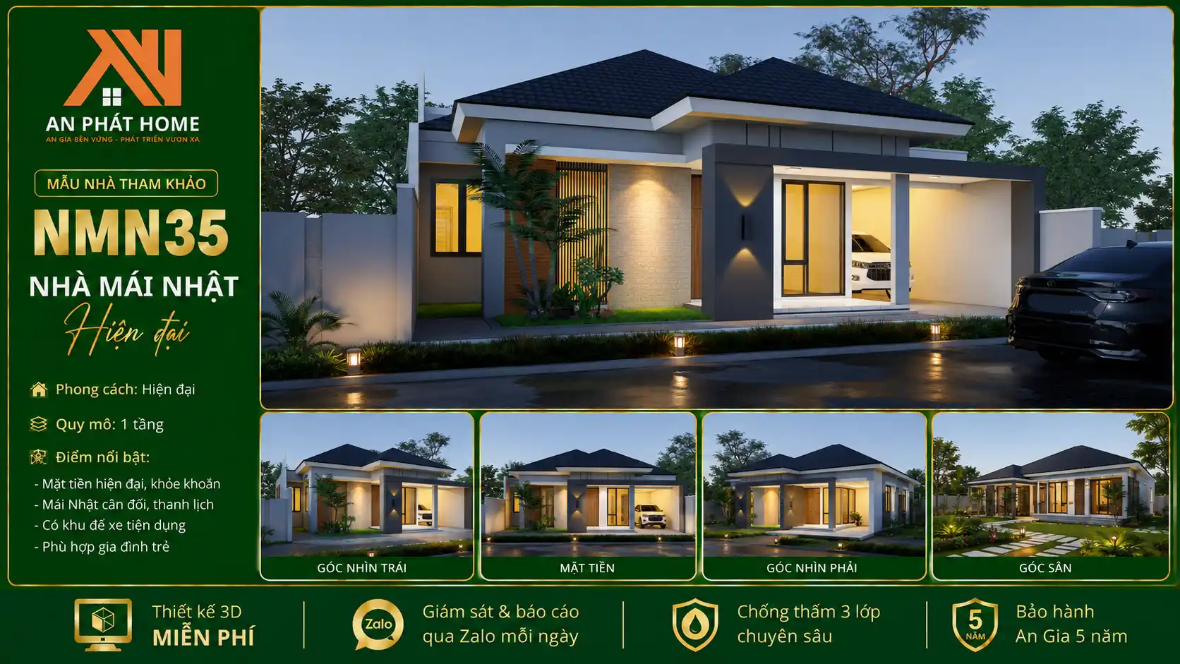 Mẫu nhà mái Nhật hiện đại NMN35