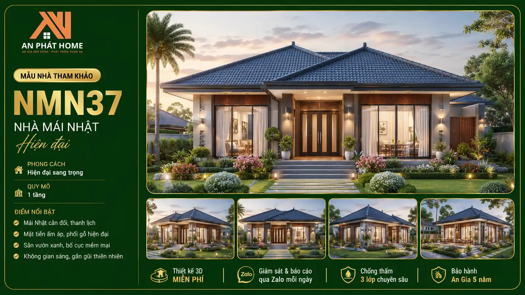 Mẫu nhà mái Nhật hiện đại NMN37