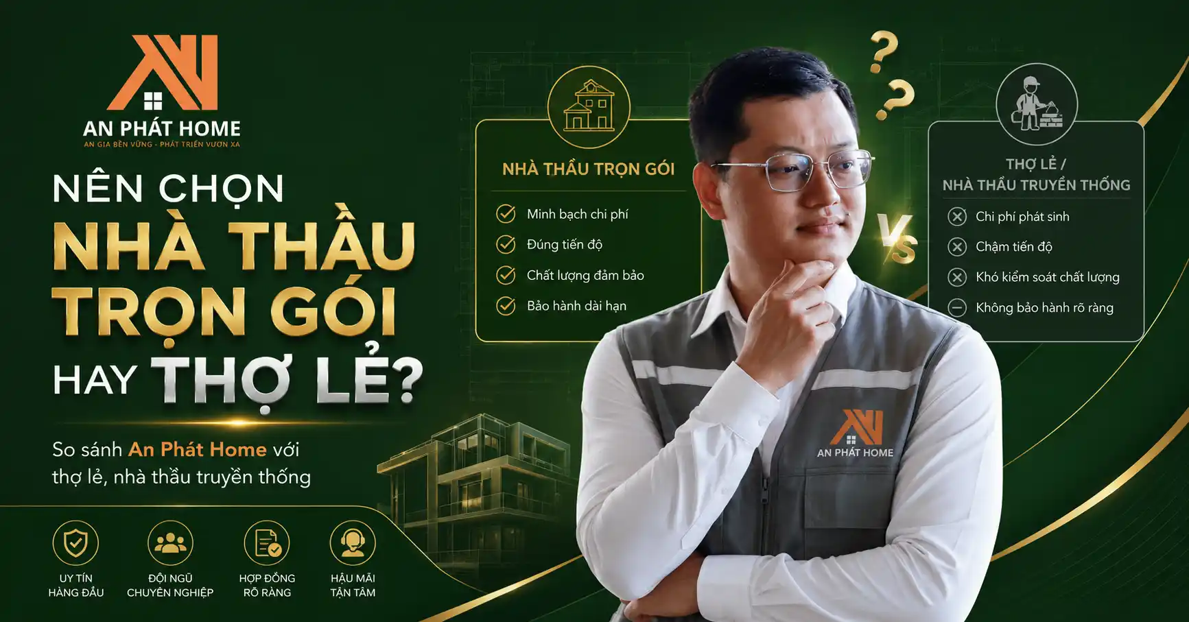 So sánh nên chọn thầu xây dựng trọn gói hay thợ lẻ - An Phát Home