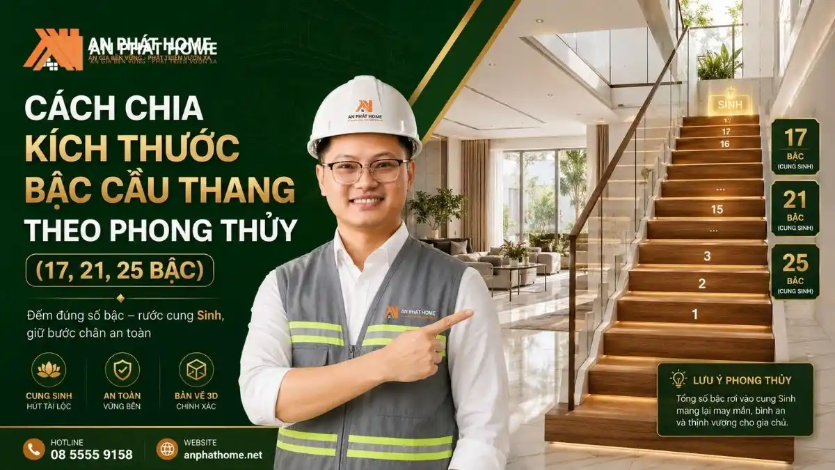 Cách Chia Kích Thước Bậc Cầu Thang Theo Phong Thủy (17, 21, 25 Bậc)