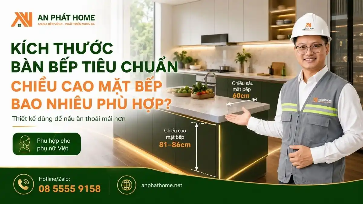Kích Thước Bàn Bếp Tiêu Chuẩn: Chiều Cao Mặt Bếp Bao Nhiêu Phù Hợp?