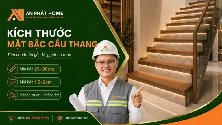 Kích thước mặt bậc cầu thang tiêu chuẩn hiện nay