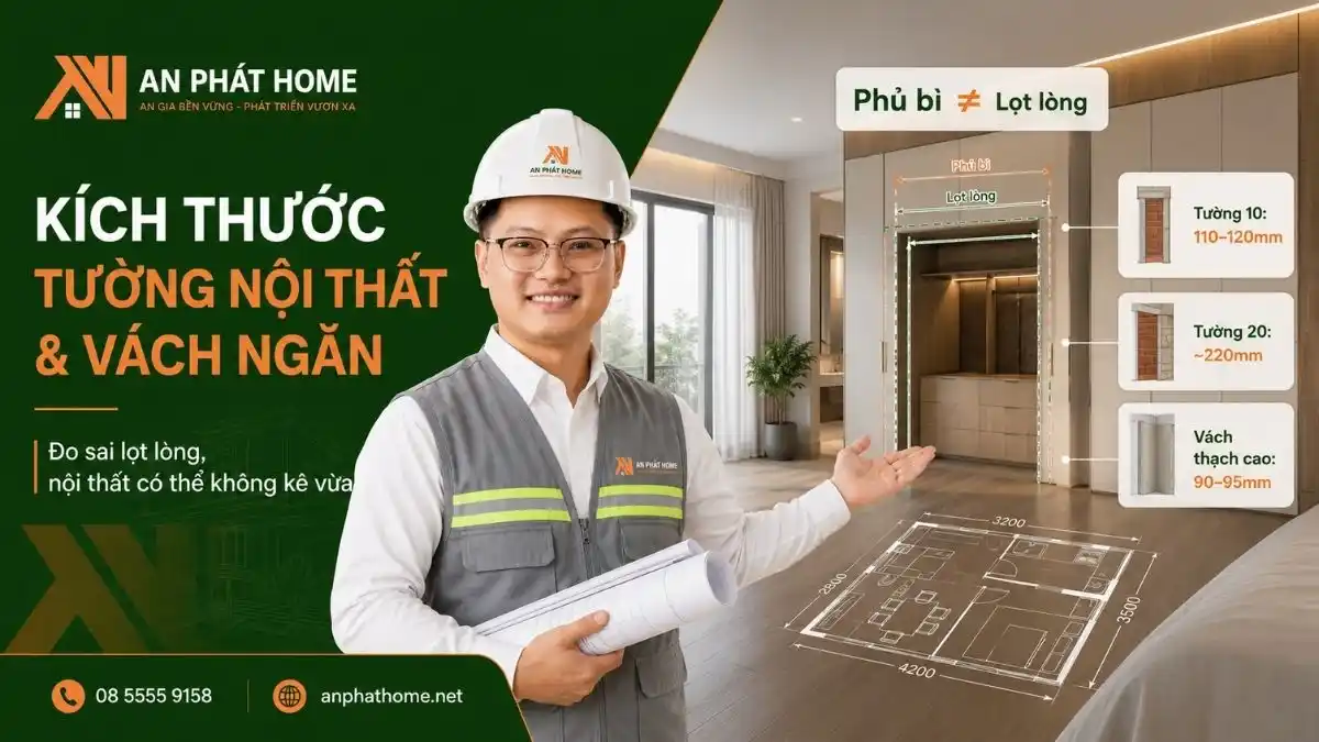 Kích Thước Tường Nội Thất & Vách Ngăn Phân Chia Không Gian Tiêu Chuẩn
