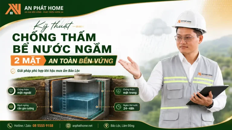 Kỹ thuật chống thấm bể nước ngầm 2 mặt an toàn bền vững