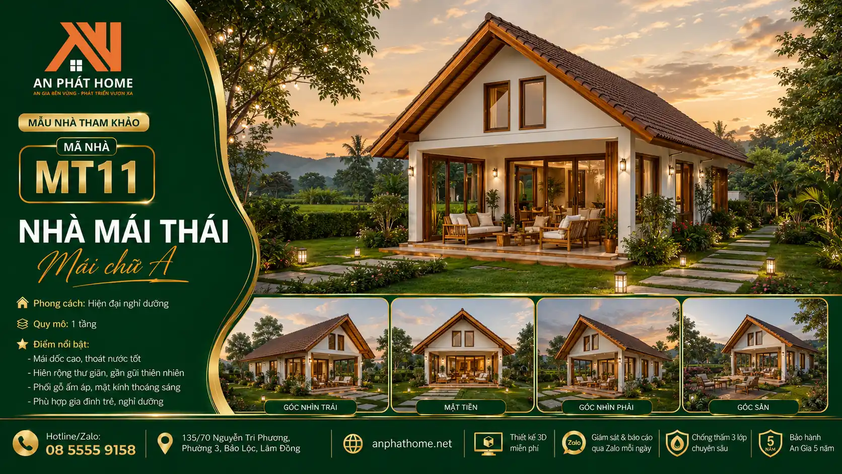 Mẫu nhà mái Thái MT11