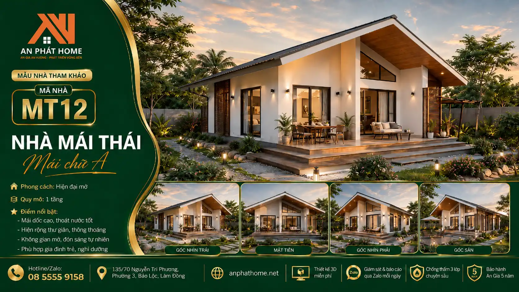 Mẫu nhà mái Thái MT12