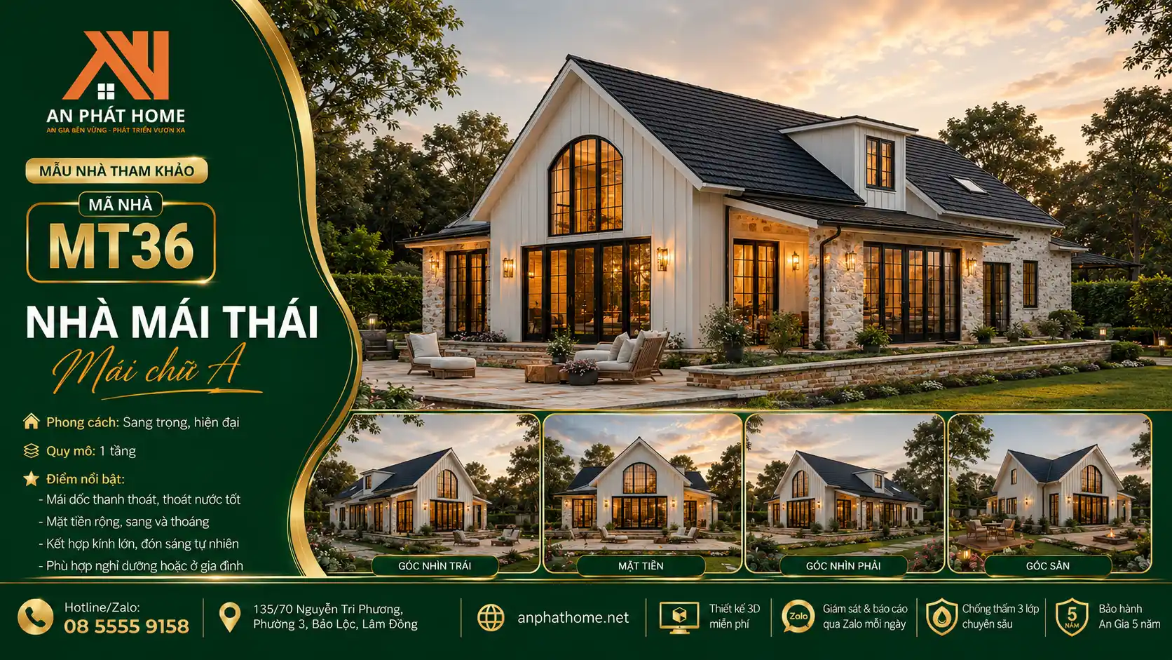 Mẫu nhà mái Thái MT36