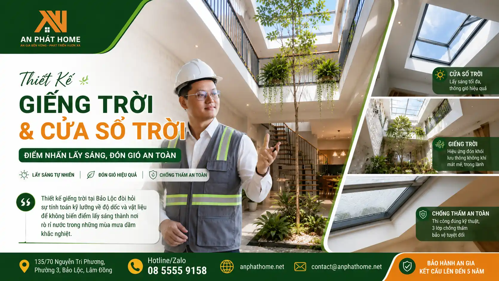 Thiết kế giếng trời & Cửa sổ trời: Điểm nhấn lấy sáng, đón gió an toàn