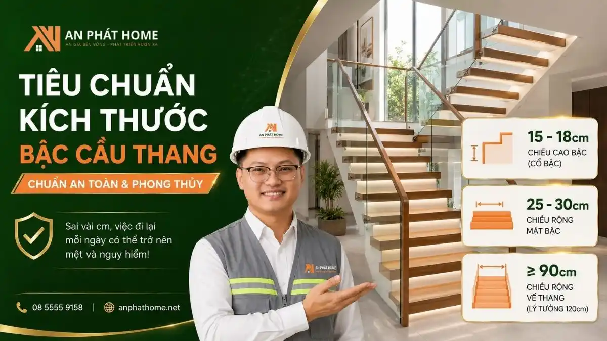 Tiêu Chuẩn Kích Thước Bậc Cầu Thang Chuẩn An Toàn & Phong Thủy