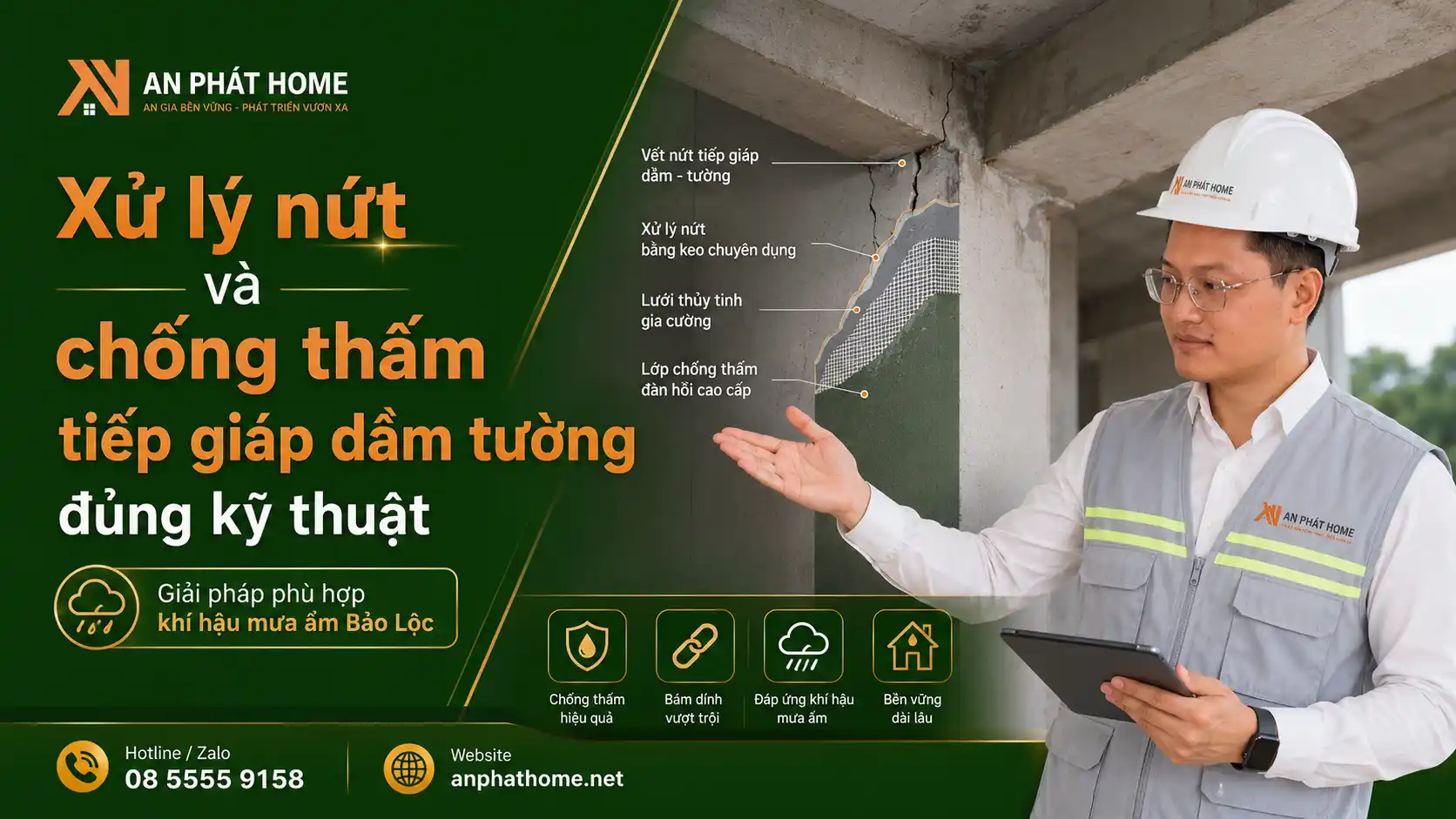 Xử lý nứt và chống thấm tiếp giáp dầm tường đúng kỹ thuật