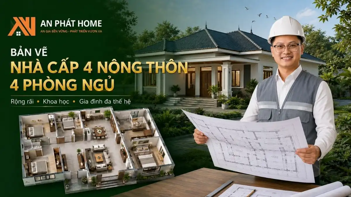 Bản Vẽ Nhà Cấp 4 Nông Thôn 3 Phòng Ngủ Tối Ưu Diện Tích