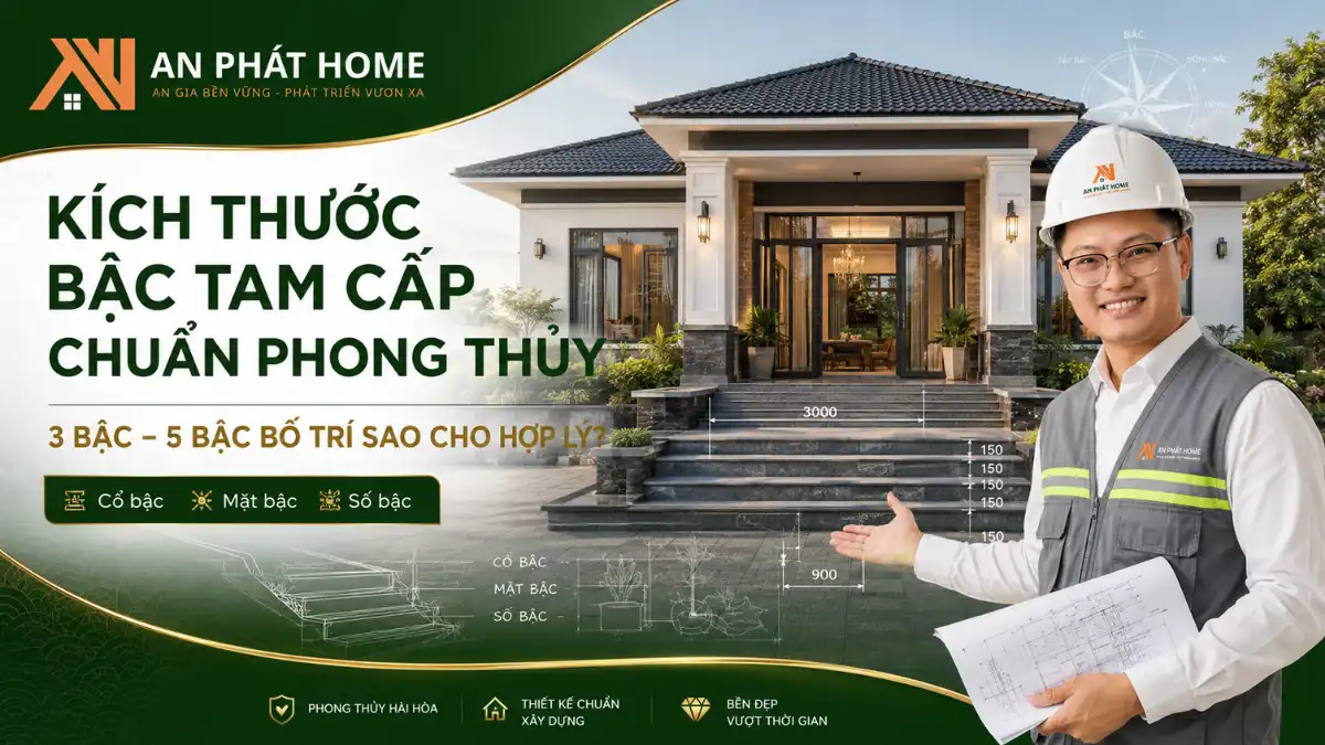 Kích Thước Bậc Tam Cấp Chuẩn Phong Thủy Rước Vượng Khí (3, 5 Bậc)