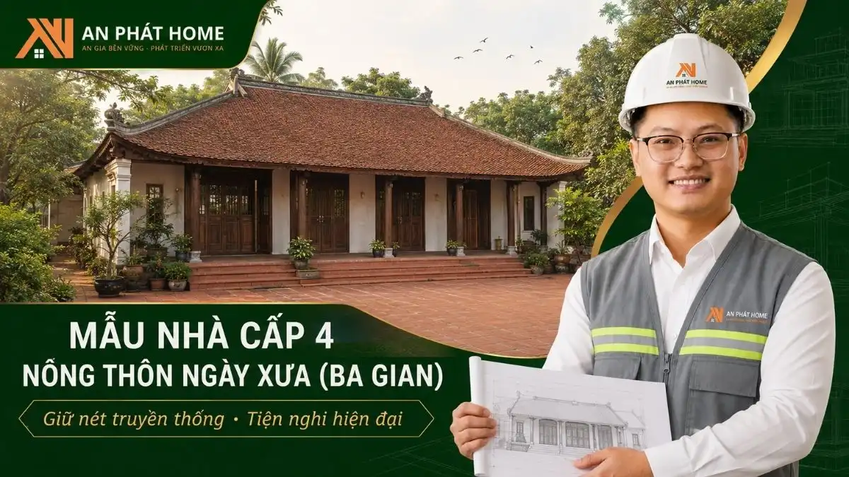 Mẫu Nhà Cấp 4 Nông Thôn Ngày Xưa (Ba Gian) Giữ Nét Truyền Thống