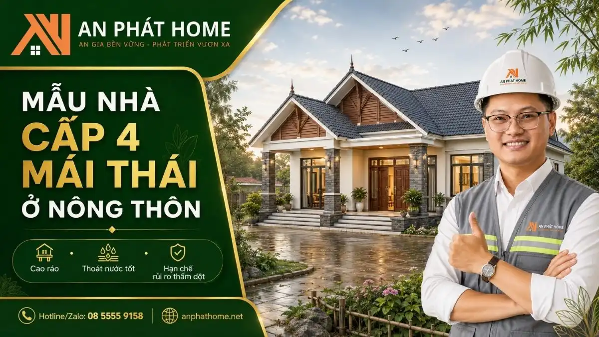 Mẫu nhà cấp 4 mái Thái ở nông thôn với thiết kế cao ráo, thoát nước tốt và phù hợp không gian sống gia đình