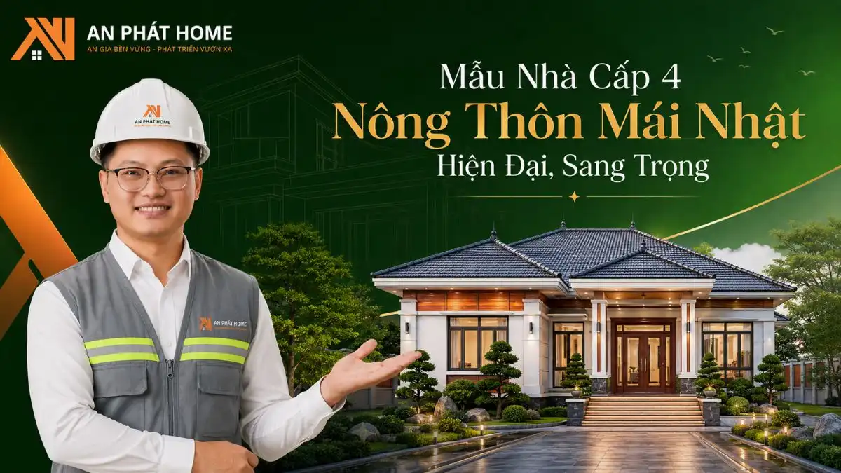 Mẫu nhà cấp 4 nông thôn mái nhật hiện đại và sang trọng