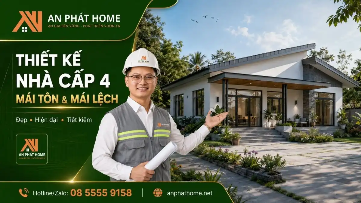 Thiết Kế Nhà Cấp 4 Nông Thôn Mái Tôn & Mái Lệch Đẹp, Tiết Kiệm