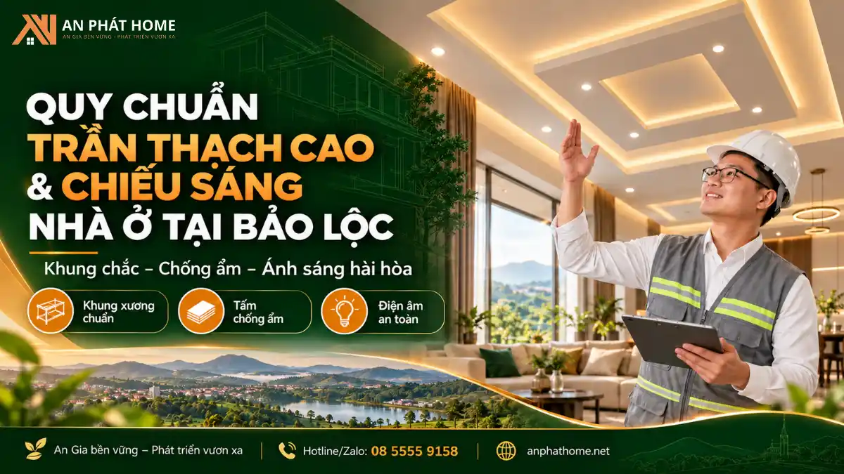 Quy chuẩn trần thạch cao và chiếu sáng nhà ở tại Bảo Lộc thi công đúng kỹ thuật